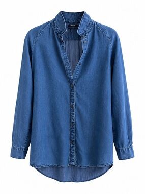Denham The Jeanmaker Blue Tencel Chambray Oversized Button Down Shirt Size XS